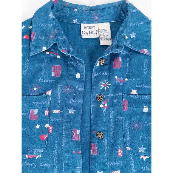 Vtg Americana Denim Dress SMALL 6-8 Jean Jumper American Flag Patriotic July 4th - Picture 10 of 13